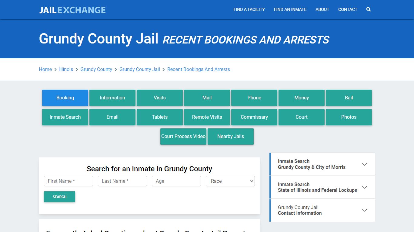 Grundy County Jail IL Recent Arrests and Bookings - Jail Exchange